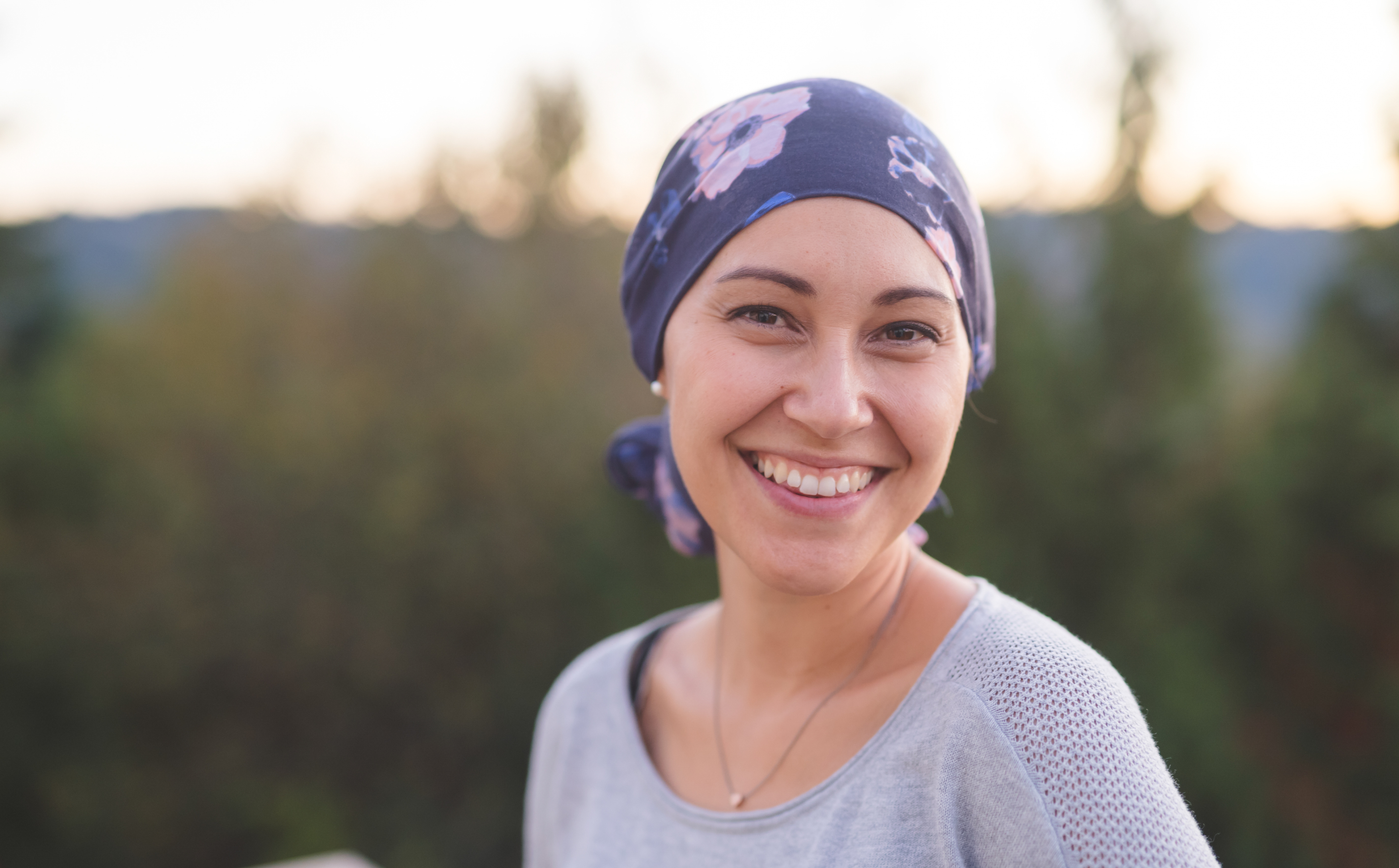 Smiling woman in headscarf