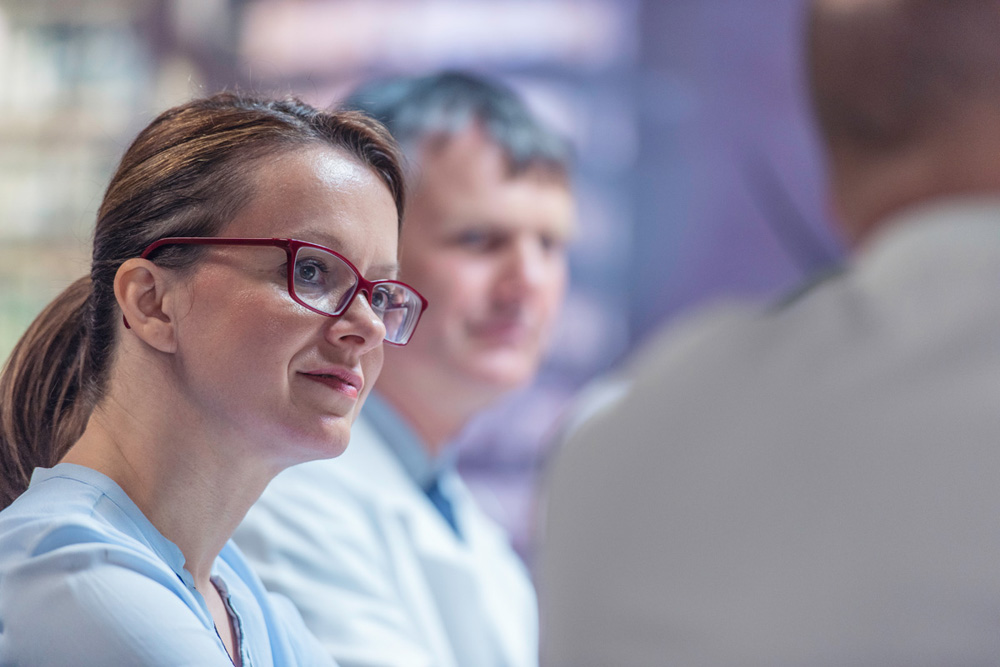 Medical doctor team at a meeting having conversation.