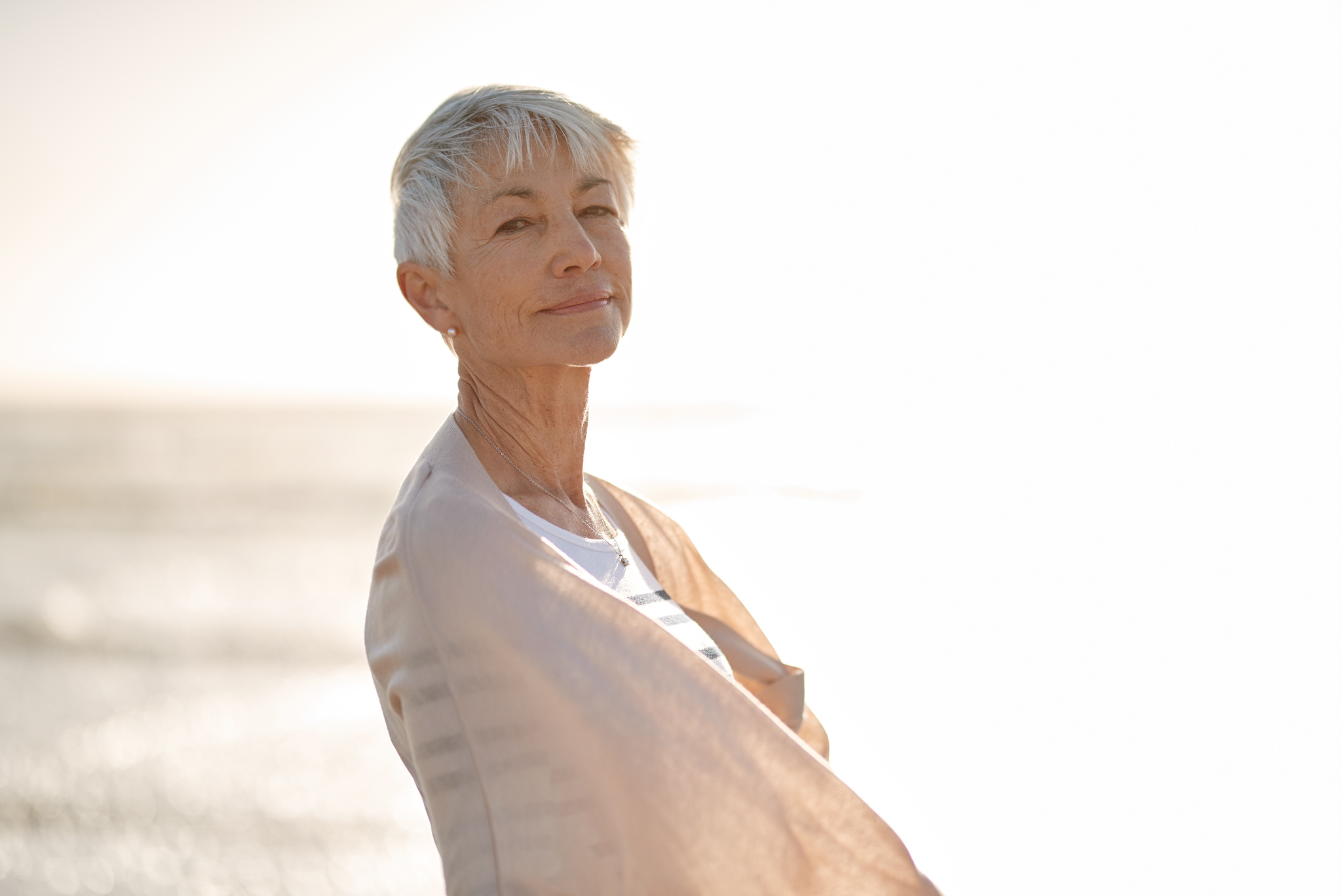 Shot of a senior woman spending a day at the beach