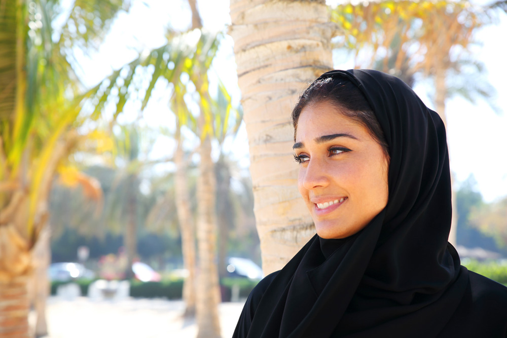 Emirati woman on the beach.