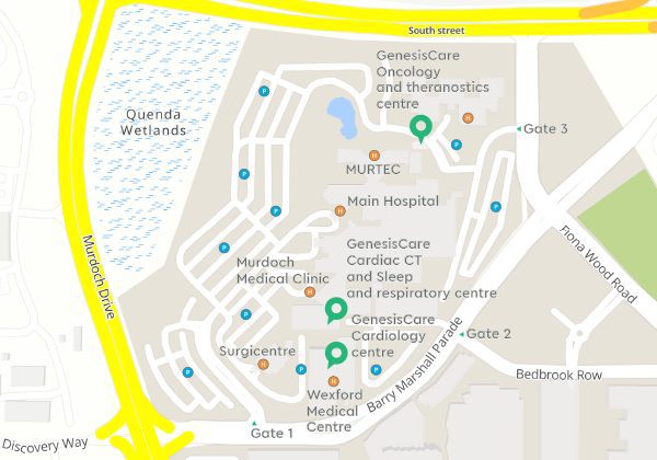 Map of Murdoch caardiology centre