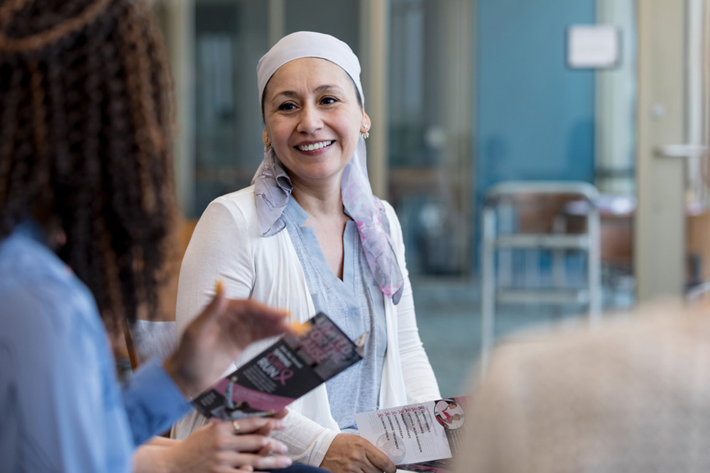 Patient talking with nurse
