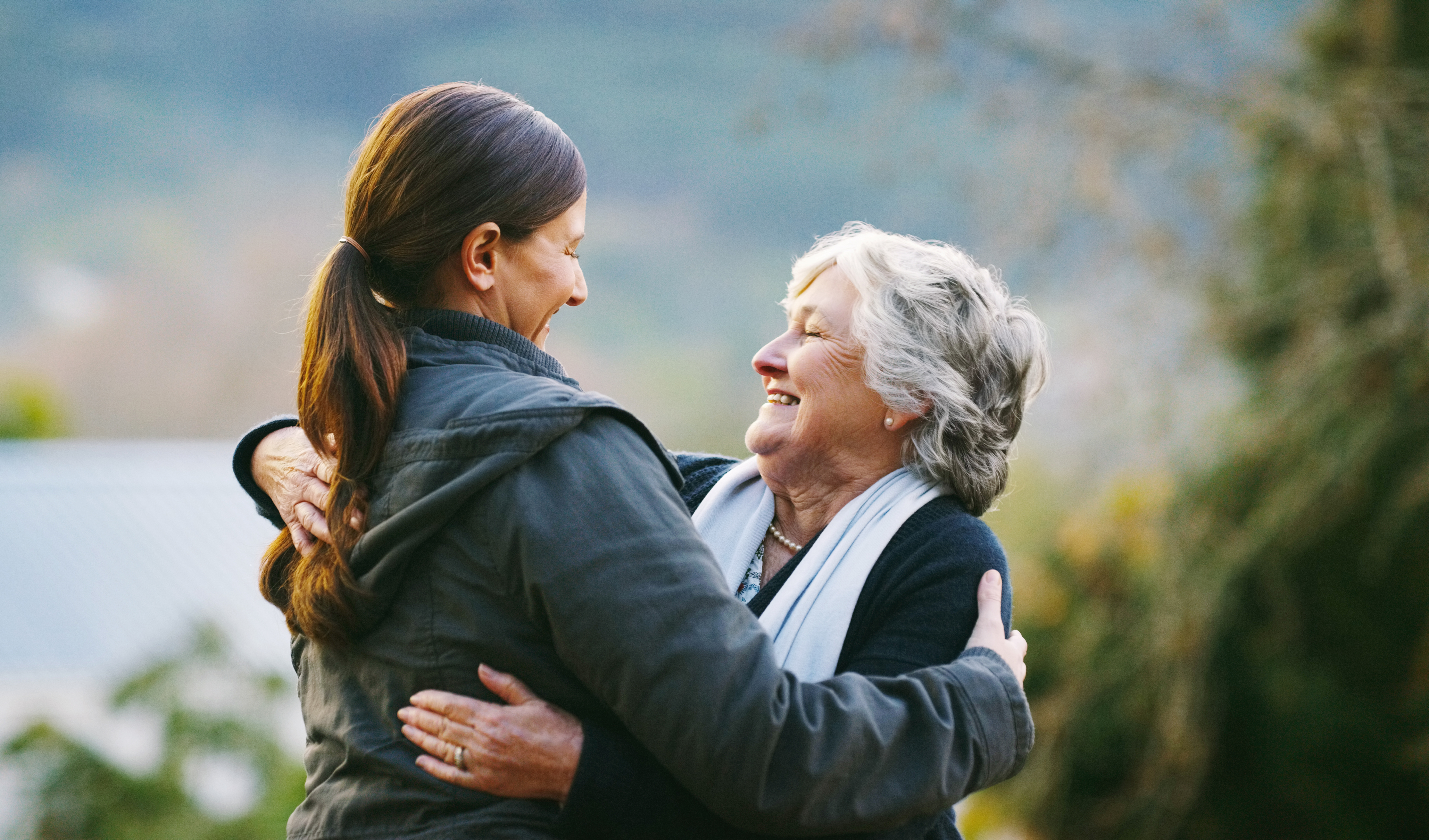 Senior mother and adult daughter