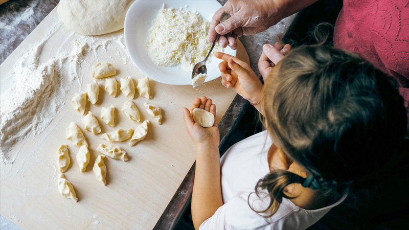 Young girl cooking