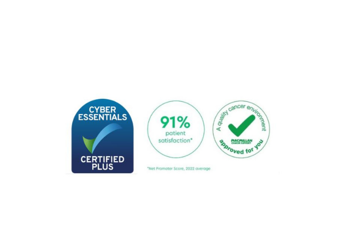 Cyber Essentials Plus logo on GenesisCare UK homepage